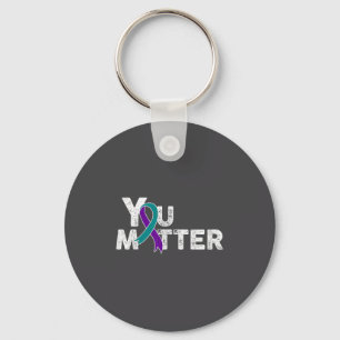 You Suicide Prevention Month Teal Purple Ribbon Gi Key Ring
