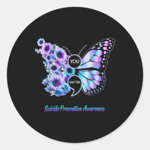 You Suicide Prevention Semicolon Butterfly  Classic Round Sticker