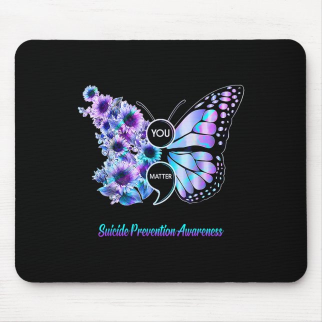 You Suicide Prevention Semicolon Butterfly  Mouse Pad (Front)