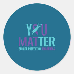 You - Suicide Prevention Teal Purple Awareness Rib Classic Round Sticker