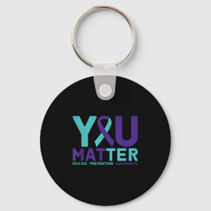 You - Suicide Prevention Teal Purple Awareness Rib Key Ring