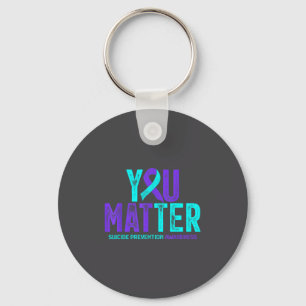You - Suicide Prevention Teal Purple Awareness Rib Key Ring