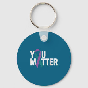 You - Suicide Prevention Teal Purple Awareness Rib Key Ring
