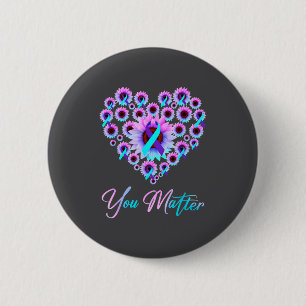 You Suicide Prevention Teal Purple Awareness Ribbo 6 Cm Round Badge