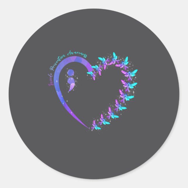You Suicide Prevention Teal Purple Awareness Ribbo Classic Round Sticker (Front)