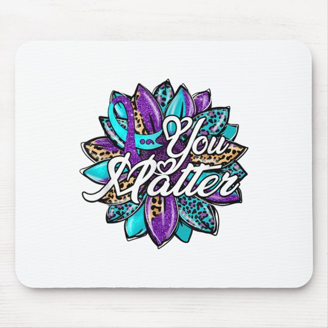 You Sunflower Semicolon Leopard Suicide Prevention Mouse Pad (Front)
