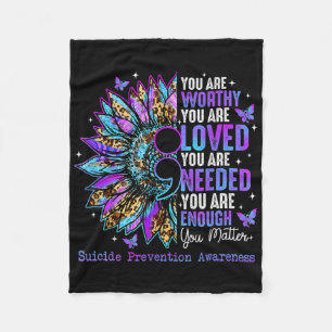 You Sunflower Suicide Prevention Awareness Semicol Fleece Blanket