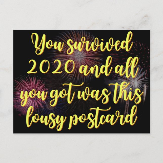 You Survived 2020 Funny New Year Postcard (Front)