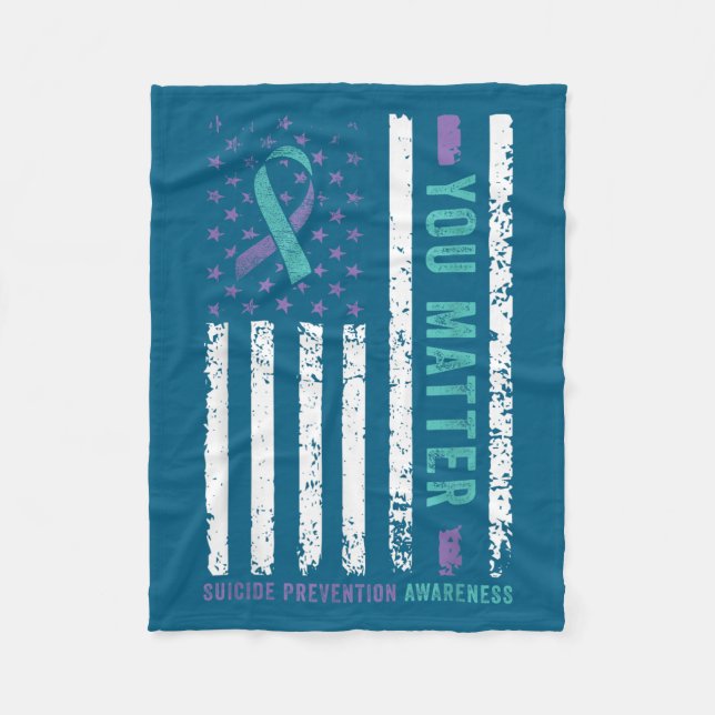 You Teal &amp; Purple Ribbon Suicide Prevention Aw Fleece Blanket (Front)