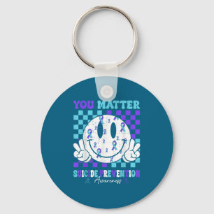 You Teal Purple Ribbon Suicide Prevention Awarenes Key Ring
