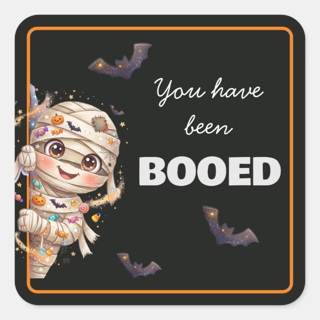 You’ve Been Booed Cute Mummy  Square Sticker (Front)