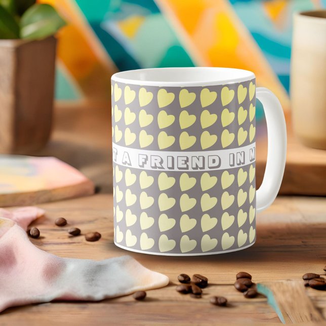 You`ve got a Friend Yellow Grey Heart Valentine Coffee Mug (Creator Uploaded)
