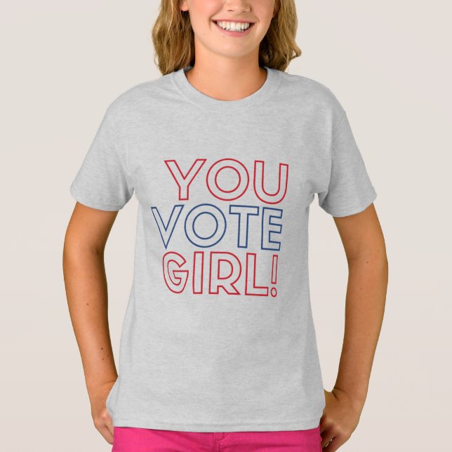 You Vote Girl 3/4 Sleeve Raglan T-Shirt (Front)