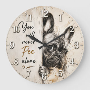 You Will Never Pee Alone French Bulldog Large Clock