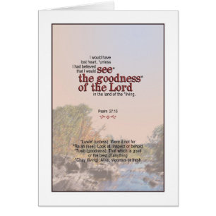 You will see the goodness of God - Psalm 27:13