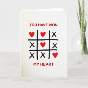 You Won My Heart Tic Tac Toe Card