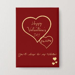 You'll Always Be My Valentine Double Hearts Button