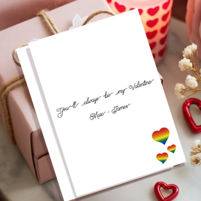You'll Always Be My Valentine LGBT Heart Flag Flat Holiday Card (Creator Uploaded)