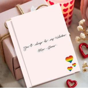You'll Always Be My Valentine LGBT Heart Flag Flat Holiday Card
