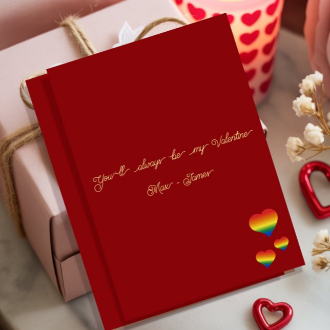 You'll Always Be My Valentine LGBT Heart Flag Flat Holiday Card (Creator Uploaded)