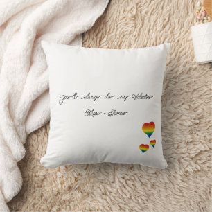 You'll Always Be My Valentine LGBT Hearts Flag Cushion