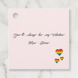 You'll Always Be My Valentine LGBT Hearts Flag Favour Tags