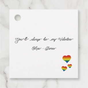 You'll Always Be My Valentine LGBT Hearts Flag Favour Tags