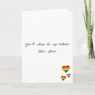 You'll Always Be My Valentine LGBT Hearts Flag Holiday Card
