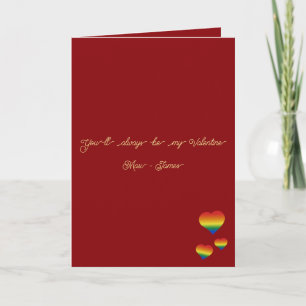 You'll Always Be My Valentine LGBT Hearts Flag Holiday Card