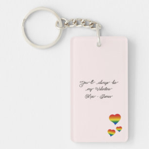 You'll Always Be My Valentine LGBT Hearts Flag Key Ring
