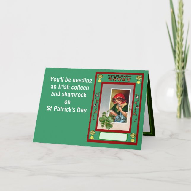 You'll be needing an Irish colleen and shamrock Card (Front)