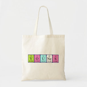 Younes periodic table name tote bag