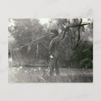 Young Aboriginal huter with spear and woomera Postcard