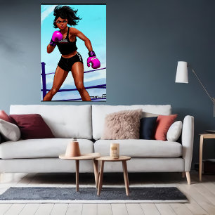 Young African American boxer   AI Art Poster