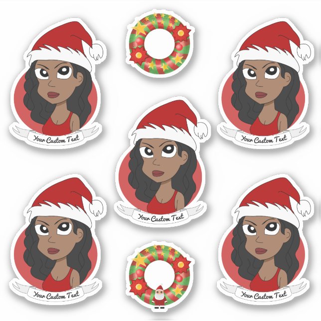 Young African American woman Christmas cartoon (Front)