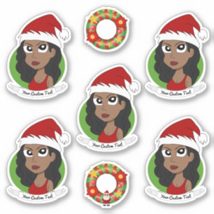 Young African American woman holiday cartoon