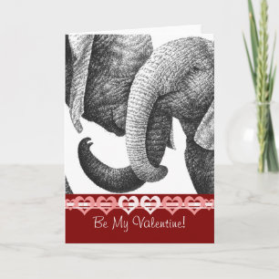 Young African Elephants Valentine Card