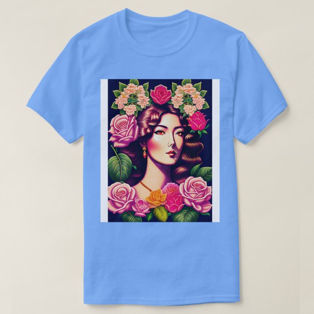 Young Agatha Christie Floral Art T-Shirt (Design Front)
