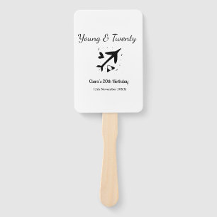 Young and twenty adventure happy birthday add name hand fan