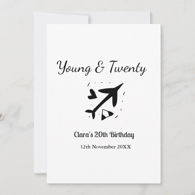 Young and twenty adventure happy birthday add name invitation (Front)
