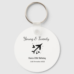 Young and twenty adventure happy birthday add name key ring