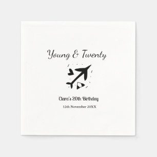 Young and twenty adventure happy birthday add name napkin
