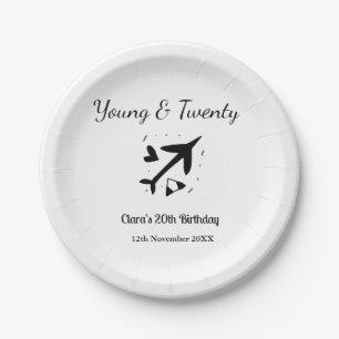 Young and twenty adventure happy birthday add name paper plate