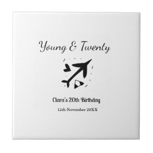 Young and twenty adventure happy birthday add name tile