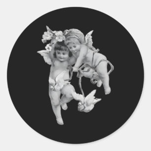 Young Angellic Cherubs Playing With Their Dove Classic Round Sticker