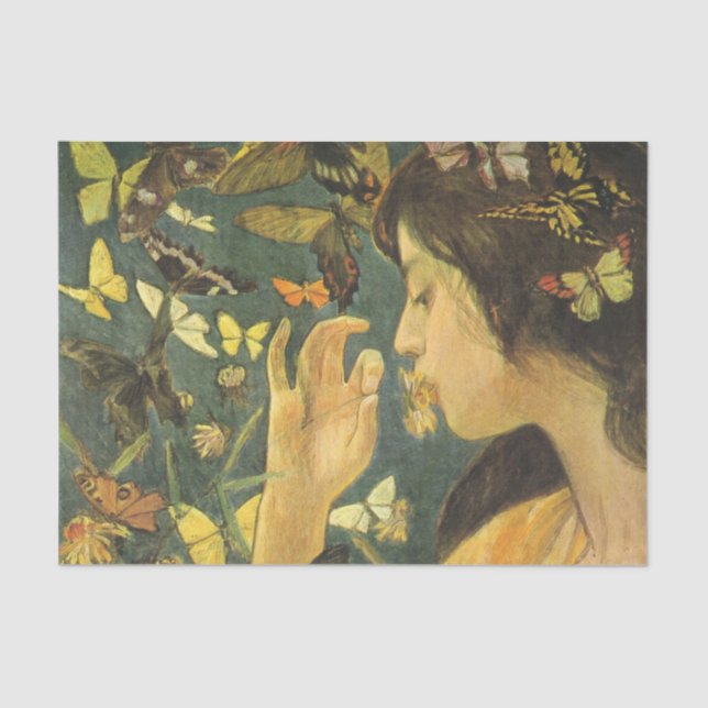 Young Asian Woman With Beautiful Butterflies Tissue Paper (Front)