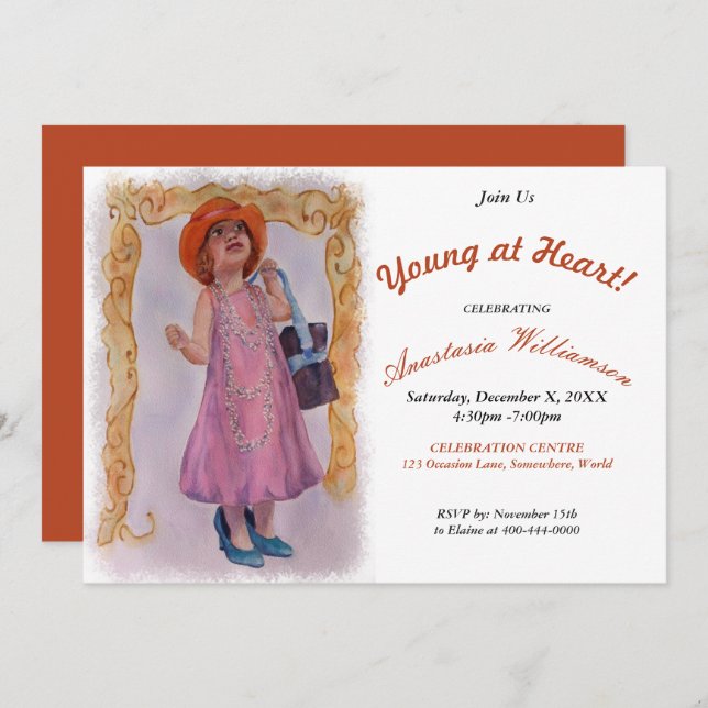 YOUNG AT HEART AT ANY AGE  PARTY INVITATION (Front/Back)