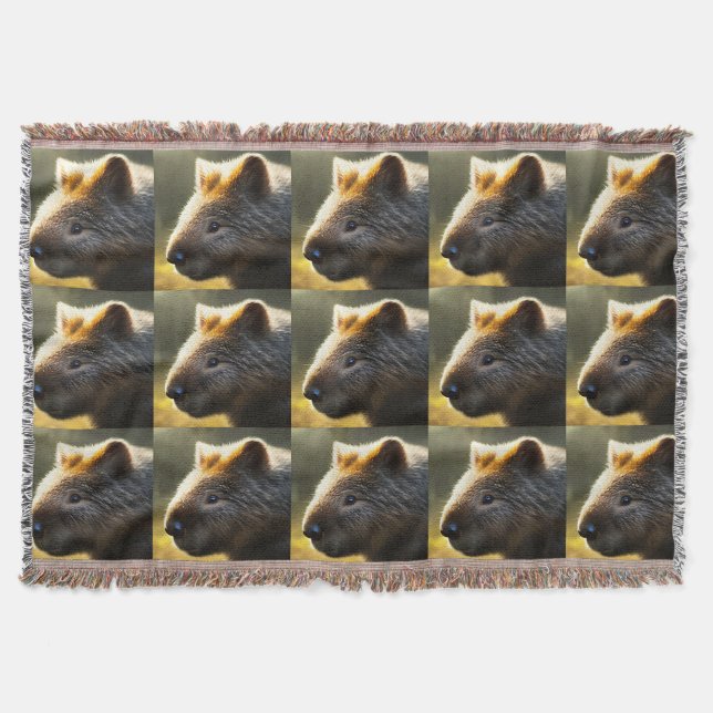 Young Australian Wombat, Throw Blanket (Front)