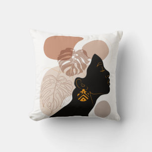 Young beautiful african american woman BLM Cushion
