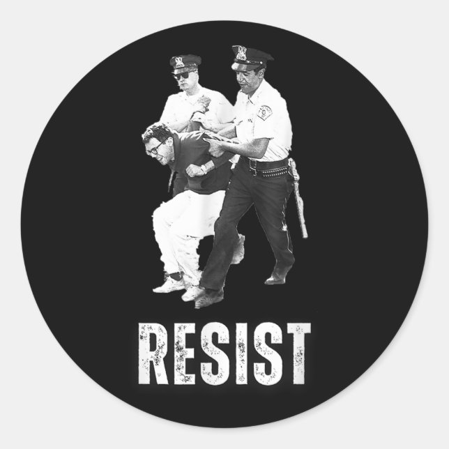 Young Bernie Sanders Arrested Resist  Classic Round Sticker (Front)